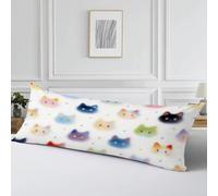 Funda Almohada 40x145 Terciopelo Color Protector Almohada Embarazada,Cod740 | Cojines Gato Diseño Impresión Doble Cara con Cremallera Invisible, Cojin Impermeable para Almohada Cama, Sofa y Jardin
