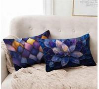 Funda Almohada 40x60 cm Juego de 2 Azul Funda Cojin Flor Patrón Cojin Rectangular con Cremallera Invisible Doble Cara Estampad Diseño para Decoracion Hogar Otoño Salon Sofa Cama, Regalo -lsy25012PV