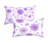 Funda Almohada 40x60, PúRpura Funda Cojin Rectangular Pack 2, Fundas Almohadas Flor Patrón, Terciopelo Cojines Sofa con Cremallera Invisible para Decoración Otoño Home Cama, Regalo Mujer,Model169