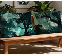 Funda Almohada 40x60cm Cojines Sofa Verde Cojin Sofa Árbol,2026 Nuevo Rectangular Juego de 2 Fundas de Cojín con Cremallera Oculta,Terciopelo Protector Almohada para Decorativas Hogar Sala O-738O