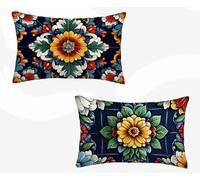 Funda Almohada 40X70, Azul Oscuro Funda Cojin Rectangular Pack 2, Fundas Almohadas Mandala Patrón Doble Cara, Lino Cojines Sofa con Cremallera Invisible para Decoración Otoño Home, Regalo -zjn26023L