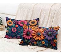 Funda Almohada 40x70, PúRpura Funda Cojin Rectangular Pack 2, Fundas Almohadas Rural Patrón Doble Cara, Lino Cojines Sofa con Cremallera Invisible para Decoración Otoño Home Cama, Regalo -lsy25012E9