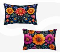 Funda Almohada 40x75 cm Juego de 2 Color Naranja Funda Cojin William Morris Patrón Cojin Rectangular con Cremallera Invisible Doble Cara Estampad Diseño para Decoracion Hogar Otoño Salon -zjn2602FH