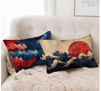 Funda Almohada 40x75 Juego de 2 Negro Funda Cojin Nube Patrón Cojin Rectangular con Cremallera Invisible Doble Cara Estampad Diseño para Decoracion Hogar Otoño Salon Sofa Cama, Regalo -lsy2501259