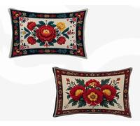 Funda Almohada 40x80 cm, Rojo Funda Cojin Rectangular Pack 2, Fundas Almohadas Bohemia Patrón Doble Cara, Lino Cojines Sofa con Cremallera Invisible para Decoración Otoño Home Cama, Regalo -zjn2602E9