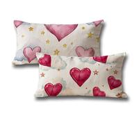 Funda Almohada 40x80 Doble Cara Rojo Amar Patrón Lino Cojines Sofa, con Cremallera Oculta Rectángulo Decoracion Otoño Funda Cojin, Hogar Habitacion Jardín Halloween Decoracion Fundas Cojines m-378