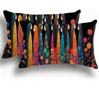 Funda Almohada 40x80 Fundas de Cojines Lino Almohadas Hermoso Decoraciones Patrón Doble Cara Juego Fundas de Cojín Decorativo 2 Rectangular Decoración del Hogar para Sofá Mujer 4 W0VJ-819
