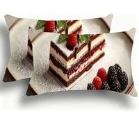 Funda Almohada 40x80 Fundas de Cojines Lino Almohadas Pastel Decoraciones Patrón Doble Cara Juego Fundas de Cojín Decorativo 2 Rectangular Decoración del Hogar para Delicias Culinarias W0VJ-382