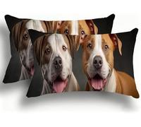 Funda Almohada 40x80 Fundas de Cojines Terciopelo Almohadas Bulldog Decoraciones Patrón Doble Cara Juego Fundas de Cojín Decorativo 2 Rectangular Decoración del Hogar para Sofá Animal W0VJ-171