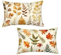 Funda Almohada 40x80 Juego de 2 Lino Cojines Sofa Color Crema v-686 | Funda Cojines Exterior, Hojas Pillow Case Pillows for Bed 2 Pack, Decoracion Hogar, Decoracion Jardin Exterior