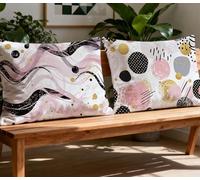 Funda Almohada 40x80cm Cojines Sofa Blanco Cojin Sofa Abstracto,2026 Nuevo Rectangular Juego de 2 Fundas de Cojín Con Cremallera Oculta,Terciopelo Protector Almohada para Decorativas Hogar Sala O-852O
