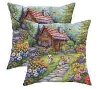Funda Almohada 45X45Cm Juego De 2 Fundas Cojines Transpirables Almohada De La Cubierta para Cama Hogar Silla Flores De Primavera para Perros Chihuahua En El Jardín