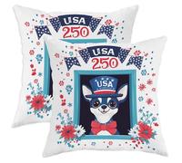Funda Almohada 45X45Cm Juego De 2 Pillow Cover Transpirables Almohada De La Cubierta para Dormitorio Aire Libre Coche Ventana Americana del Perro Chihuahua De 250 Años
