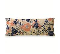 Funda Almohada 50 x 135 cm Lino - Fundas Almohadas Flor con Cremallera Oculta, Funda de Almohada Crema, Suaves y Transpirables, Fundas de Cojín para Dormitorio, Jardín, Patio, Regalo Mujer 0N-366