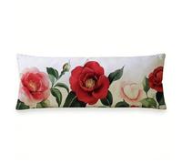 Funda Almohada 50 x 150 cm Lino - Fundas Almohadas Camelia con Cremallera Oculta, Funda de Almohada Blanco, Suaves y Transpirables, Fundas de Cojín para Dormitorio, Jardín, Patio, Regalo Mujer 0N-395