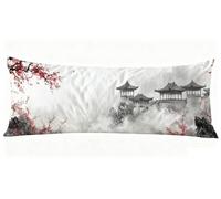 Funda Almohada 50 x 150 cm, Paisaje Fundas Cojines Gris Fundas de Almohada Doble Cara Impresión, para Dormir de Lado Suave Lino Cojines Cama para Sofá Cama Sala Decoración Grandes Pillows J0-777