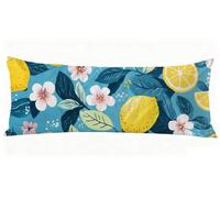 Funda Almohada 50 x 180 cm, Flor Fundas Cojines Limón Fundas de Almohada Doble Cara Impresión, para Dormir de Lado Lavable Suave Lino Cojines Cama para Sofá Cama Sala Decoración Grandes Pillows J0-806