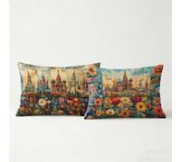 Funda Almohada 50 x 30 2 Pack, Fundas Cojines Sofa Cama Rusia, Funda Cojin 30 x 50 cm Decorativos, Fundas de Cojines Impresión a Doble Cara Flor Duradero Transpirable para Home Decoration BZTH-3062
