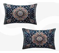Funda Almohada 50 x 70 cm, Azul Funda Cojin Rectangular Pack 2, Fundas Almohadas Bohemia Patrón Doble Cara, Lino Cojines Sofa con Cremallera Invisible para Decoración Otoño Home, Regalo -zjn260291