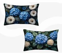 Funda Almohada 50 x 70 cm, Azul Funda Cojin Rectangular Pack 2, Fundas Almohadas Rural Patrón Doble Cara, Lino Cojines Sofa con Cremallera Invisible para Decoración Otoño Home Cama, Regalo -zjn2602R1