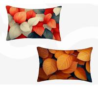 Funda Almohada 50 x 70 cm, Color Naranja Funda Cojin Rectangular Pack 2, Fundas Almohadas Hojas Patrón Doble Cara, Lino Cojines Sofa con Cremallera Invisible para Decoración Otoño Home -zjn26025N