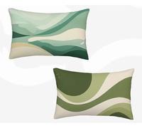 Funda Almohada 50 x 70 cm, Verde Funda Cojin Rectangular Pack 2, Fundas Almohadas Raya Patrón Doble Cara, Lino Cojines Sofa con Cremallera Invisible para Decoración Otoño Home Cama, Regalo -zjn260207