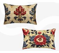 Funda Almohada 50 x 70 cm, William Morris Funda Cojin Rectangular Pack 2, Fundas Almohadas Rojo Patrón Doble Cara, Lino Cojines Sofa con Cremallera Invisible para Decoración Otoño Home -zjn26020C