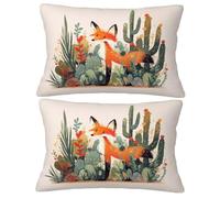 Funda Almohada 50 x 70 Cojines Sofa Dibujos Animados Cojin Sofa Zorro, 2026 Nuevo Rectangular Fundas de Cojín Juego de 2 Con Cremallera Oculta, Terciopelo Protector Almohada, Decorativas Regalo O-320Y