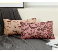 Funda Almohada 50 x 80 cm Juego de 2 Lila Funda Cojin LibéLula Patrón Cojin Rectangular con Cremallera Invisible Doble Cara Estampad Diseño para Decoracion Hogar Otoño Salon, Regalo -ly250826BNS