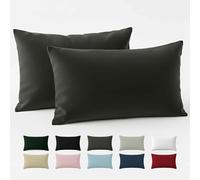 Funda Almohada 50x70 Algodón Reforzado (Pack de 2) - Antracita - Tela Apretada de 57 Hilos/cm² - Funda de Almohada 50 x 70 - Certificación Oeko Tex - Dreamzie