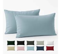 Dreamzie Funda Almohada 50x70 Algodón Reforzado (Pack de 2) - Azul Claro - Tela Apretada de 57 Hilos/cm² - Funda de Almohada 50 x 70 - Certificación Oeko Tex