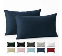 Funda Almohada 50x70 Algodón Reforzado (Pack de 2) - Azul Oscuro - Tela Apretada de 57 Hilos/cm² - Funda de Almohada 50 x 70 - Certificación Oeko Tex - Dreamzie