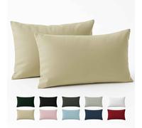 Funda Almohada 50x70 Algodón Reforzado (Pack de 2) - Beige - Tela Apretada de 57 Hilos/cm² - Funda de Almohada 50 x 70 - Certificación Oeko Tex - Dreamzie