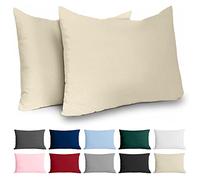 Funda Almohada 50x70 Algodón Reforzado (Pack de 2) - Beige - Tela Apretada de 57 Hilos/cm² - Funda de Almohada 50 x 70 - Certificación Oeko Tex - Dreamzie
