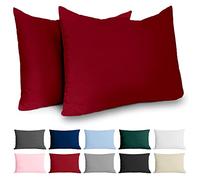 Dreamzie Funda Almohada 50x70 Algodón Reforzado (Pack de 2) - Burdeos - Tela Apretada de 57 Hilos/cm² - Funda de Almohada 50 x 70 - Certificación Oeko Tex