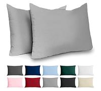 Dreamzie Funda Almohada 50x70 Algodón Reforzado (Pack de 2) - Gris Claro - Tela Apretada de 57 Hilos/cm² - Funda de Almohada 50 x 70 - Certificación Oeko Tex