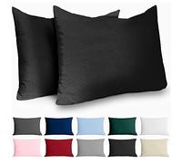 Funda Almohada 50x70 Algodón Reforzado (Pack de 2) - Negro - Tela Apretada de 57 Hilos/cm² - Funda de Almohada 50 x 70 - Certificación Oeko Tex - Dreamzie