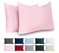 Dreamzie Funda Almohada 50x70 Algodón Reforzado (Pack de 2) - Rosa - Tela Apretada de 57 Hilos/cm² - Funda de Almohada 50 x 70 - Certificación Oeko Tex