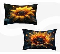 Funda Almohada 50x70, Amarillo Funda Cojin Rectangular Pack 2, Fundas Almohadas Girasol Patrón Doble Cara, Lino Cojines Sofa con Cremallera Invisible para Decoración Otoño Home Cama, Regalo -zjn260277