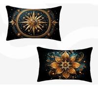 Funda Almohada 50X70, Amarillo Funda Cojin Rectangular Pack 2, Fundas Almohadas Mandala Patrón Doble Cara, Lino Cojines Sofa con Cremallera Invisible para Decoración Otoño Home Cama, Regalo -zjn260232