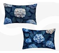 Funda Almohada 50x70, Azul Funda Cojin Rectangular Pack 2, Fundas Almohadas Bola De Flores Patrón Doble Cara, Lino Cojines Sofa con Cremallera Invisible para Decoración Otoño Home, Regalo -zjn2602QU