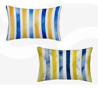 Funda Almohada 50x70 cm, Azul Funda Cojin Rectangular Pack 2, Fundas Almohadas Raya Patrón Doble Cara, Lino Cojines Sofa con Cremallera Invisible para Decoración Otoño Home Cama, Regalo -zjn260298