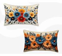 Funda Almohada 50x70 cm, Flor Funda Cojin Rectangular Pack 2, Fundas Almohadas Planta Patrón Doble Cara, Lino Cojines Sofa con Cremallera Invisible para Decoración Otoño Home Cama, Regalo -zjn2602J8