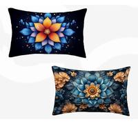 Funda Almohada 50x70 cm, Mandala Funda Cojin Rectangular Pack 2, Fundas Almohadas Bohemia Patrón Doble Cara, Lino Cojines Sofa con Cremallera Invisible para Decoración Otoño Home, Regalo -zjn2602SZ