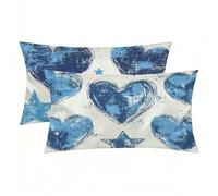 Funda Almohada 50x70 cm Pack 2, Funda Almohada Seda Azul, Rectangular Silk Pillowcase Decorativos, Suave y Fresca para Dormir, Fundas Cojin Amar Patrón Impresión a Doble Cara, Regalo Mujer -8379
