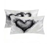 Funda Almohada 50x70 cm Pack 2, Funda Almohada Seda Gris, Rectangular Silk Pillowcase Decorativos, Suave y Fresca para Dormir, Fundas Cojin Amar Patrón Impresión a Doble Cara, Regalo Mujer -8547