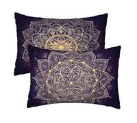 Funda Almohada 50x70 cm Púrpura, Fundas Cojines Mandala Patrón Juego de 2, Rectangular Decorativos Cojines Sofa in Terciopelo, Protector Almohada Impresión a Doble Cara para Cama, Sala de Estar E-52