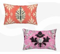 Funda Almohada 50x70 cm, Rosa Funda Cojin Rectangular Pack 2, Fundas Almohadas William Morris Patrón Doble Cara, Lino Cojines Sofa con Cremallera Invisible para Decoración Otoño Home -zjn2602FR