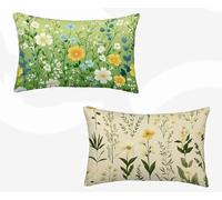 Funda Almohada 50x70 cm, Verde Funda Cojin Rectangular Pack 2, Fundas Almohadas Macizo Patrón Doble Cara, Lino Cojines Sofa con Cremallera Invisible para Decoración Otoño Home Cama, Regalo -zjn2602E9