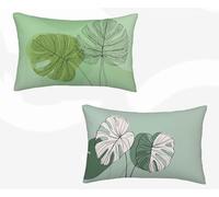 Funda Almohada 50x70 cm, Verde Funda Cojin Rectangular Pack 2, Fundas Almohadas Moderno Patrón Doble Cara, Lino Cojines Sofa con Cremallera Invisible para Decoración Otoño Home Cama, Regalo -zjn2602EA